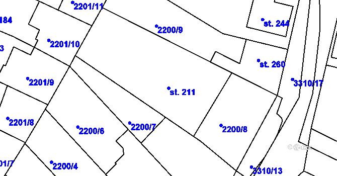 Parcela st. 211 v KÚ Zliv u Českých Budějovic, Katastrální mapa