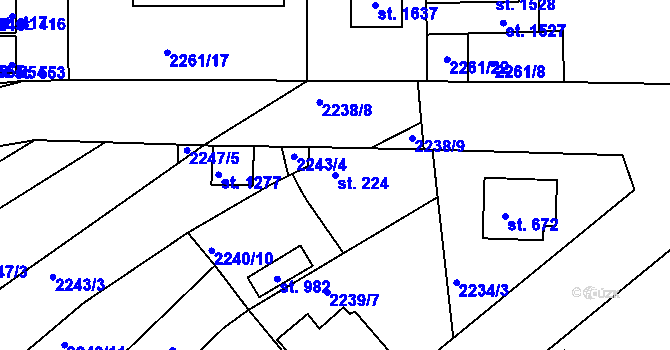 Parcela st. 224 v KÚ Zliv u Českých Budějovic, Katastrální mapa