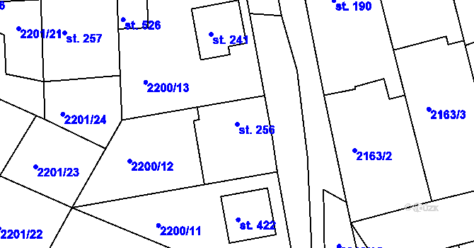 Parcela st. 256 v KÚ Zliv u Českých Budějovic, Katastrální mapa