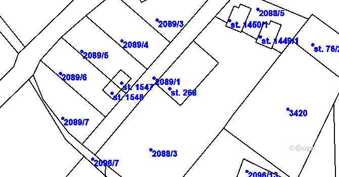 Parcela st. 268 v KÚ Zliv u Českých Budějovic, Katastrální mapa