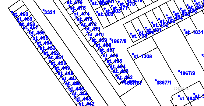 Parcela st. 466 v KÚ Zliv u Českých Budějovic, Katastrální mapa