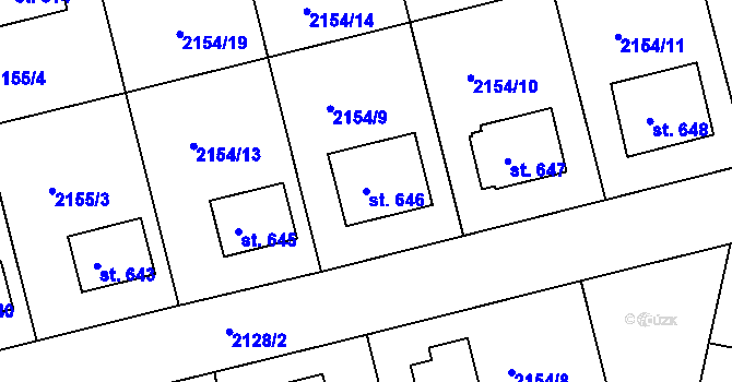 Parcela st. 646 v KÚ Zliv u Českých Budějovic, Katastrální mapa