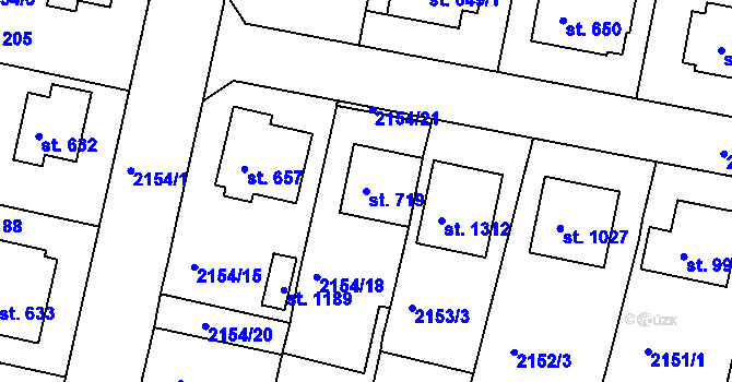 Parcela st. 719 v KÚ Zliv u Českých Budějovic, Katastrální mapa