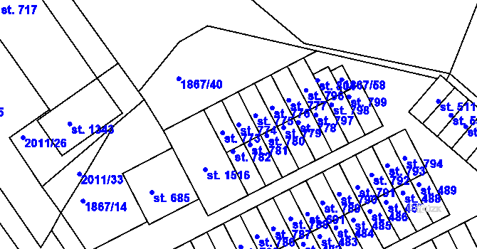 Parcela st. 774 v KÚ Zliv u Českých Budějovic, Katastrální mapa