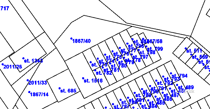 Parcela st. 775 v KÚ Zliv u Českých Budějovic, Katastrální mapa