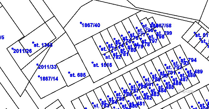 Parcela st. 782 v KÚ Zliv u Českých Budějovic, Katastrální mapa