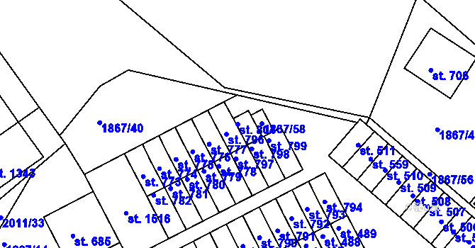 Parcela st. 804 v KÚ Zliv u Českých Budějovic, Katastrální mapa