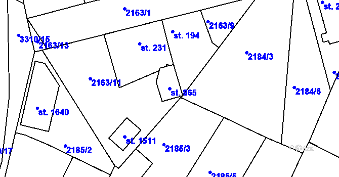 Parcela st. 865 v KÚ Zliv u Českých Budějovic, Katastrální mapa