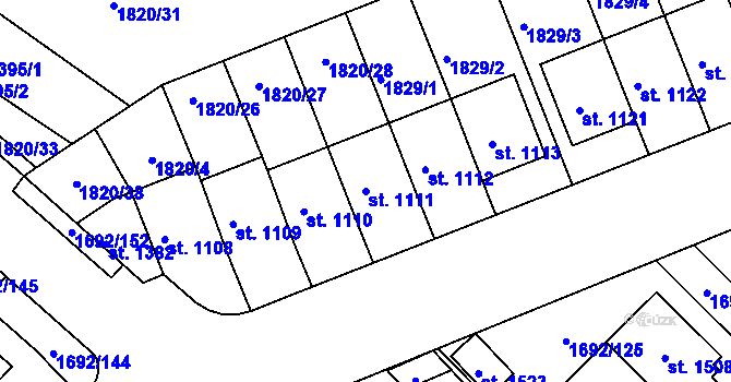 Parcela st. 1111 v KÚ Zliv u Českých Budějovic, Katastrální mapa