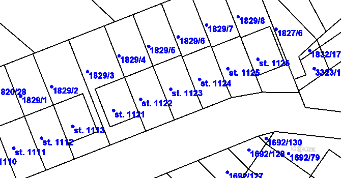 Parcela st. 1123 v KÚ Zliv u Českých Budějovic, Katastrální mapa