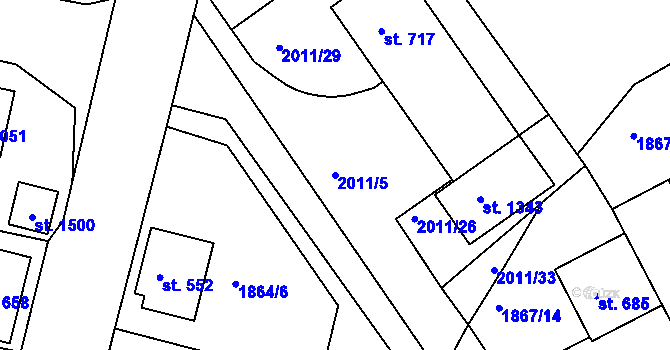 Parcela st. 2011/5 v KÚ Zliv u Českých Budějovic, Katastrální mapa