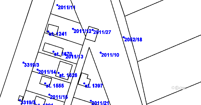 Parcela st. 2011/10 v KÚ Zliv u Českých Budějovic, Katastrální mapa