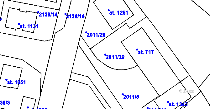Parcela st. 2011/29 v KÚ Zliv u Českých Budějovic, Katastrální mapa