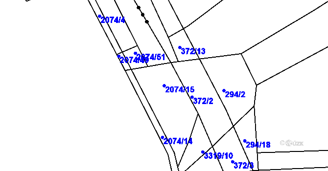 Parcela st. 2074/15 v KÚ Zliv u Českých Budějovic, Katastrální mapa