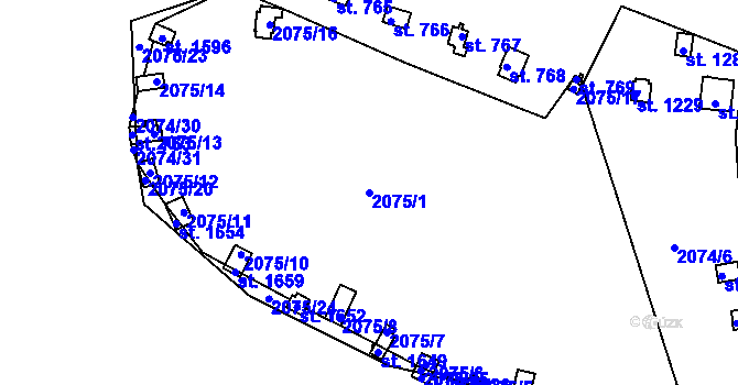Parcela st. 2075/1 v KÚ Zliv u Českých Budějovic, Katastrální mapa