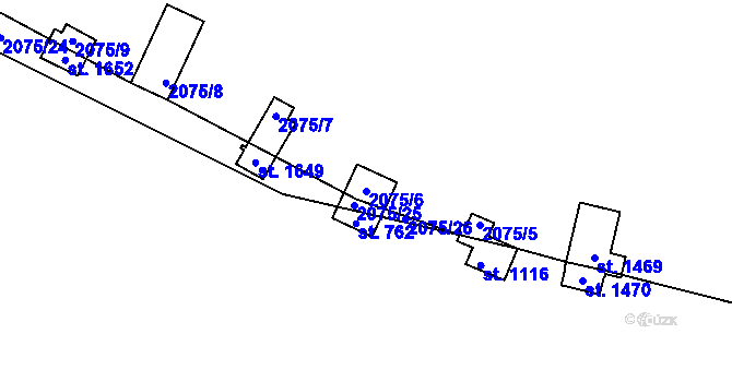 Parcela st. 2075/6 v KÚ Zliv u Českých Budějovic, Katastrální mapa