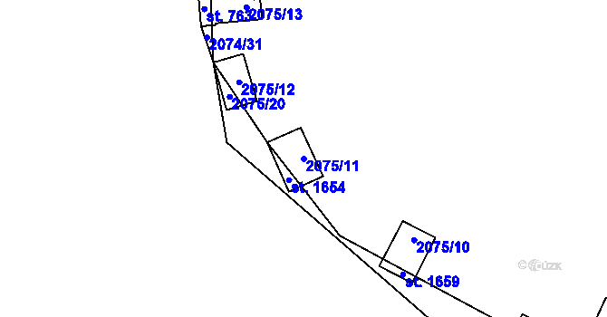 Parcela st. 2075/11 v KÚ Zliv u Českých Budějovic, Katastrální mapa