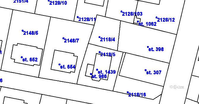 Parcela st. 2118/5 v KÚ Zliv u Českých Budějovic, Katastrální mapa