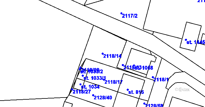 Parcela st. 2118/14 v KÚ Zliv u Českých Budějovic, Katastrální mapa