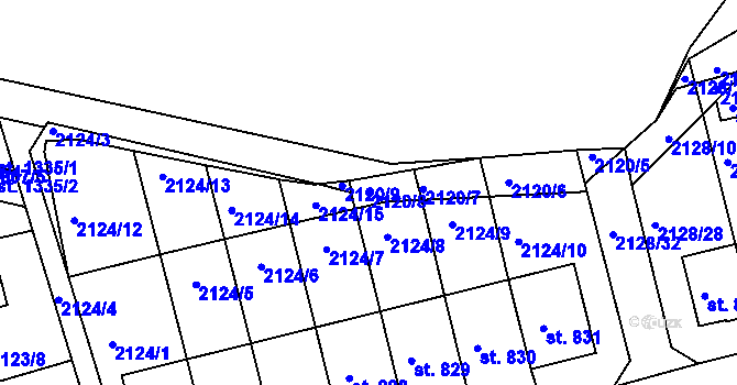 Parcela st. 2120/8 v KÚ Zliv u Českých Budějovic, Katastrální mapa