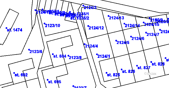 Parcela st. 2124/4 v KÚ Zliv u Českých Budějovic, Katastrální mapa