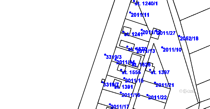 Parcela st. 3319/3 v KÚ Zliv u Českých Budějovic, Katastrální mapa