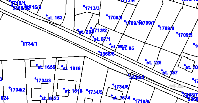 Parcela st. 3368/6 v KÚ Zliv u Českých Budějovic, Katastrální mapa