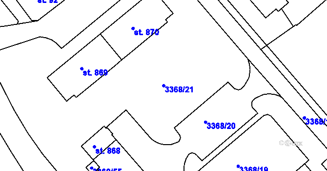 Parcela st. 3368/21 v KÚ Zliv u Českých Budějovic, Katastrální mapa