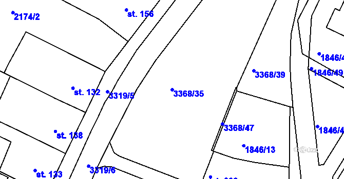 Parcela st. 3368/35 v KÚ Zliv u Českých Budějovic, Katastrální mapa