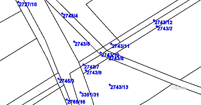Parcela st. 2743/10 v KÚ Zliv u Českých Budějovic, Katastrální mapa