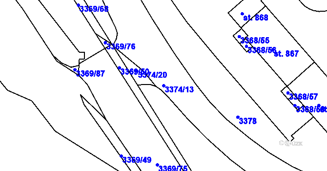 Parcela st. 3374/13 v KÚ Zliv u Českých Budějovic, Katastrální mapa