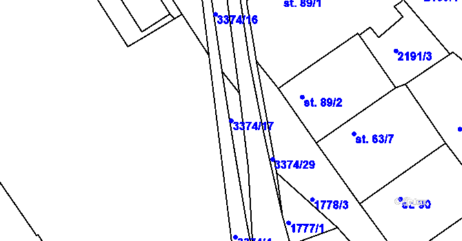 Parcela st. 3374/17 v KÚ Zliv u Českých Budějovic, Katastrální mapa