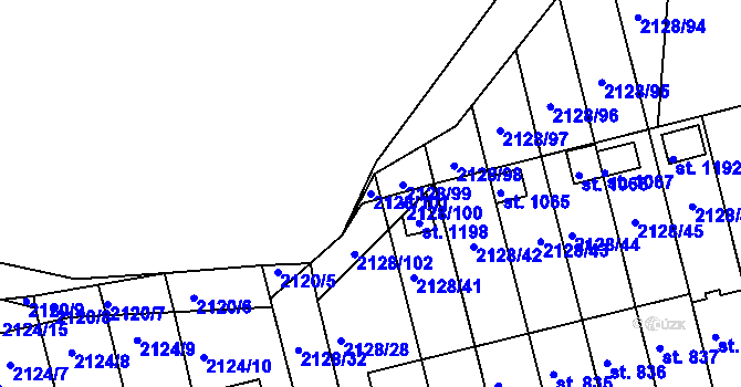 Parcela st. 2128/101 v KÚ Zliv u Českých Budějovic, Katastrální mapa