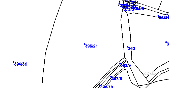 Parcela st. 396/21 v KÚ Zliv u Libáně, Katastrální mapa