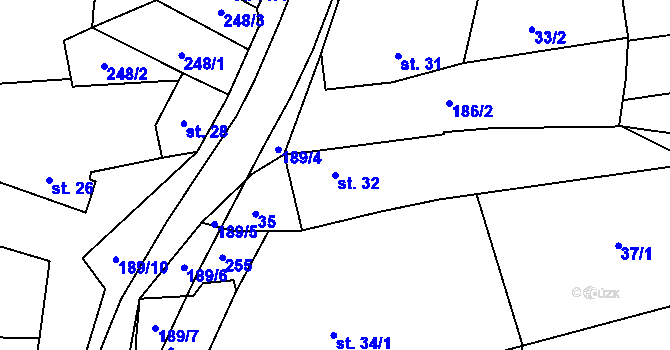 Parcela st. 32 v KÚ Bojanovice u Zlobic, Katastrální mapa