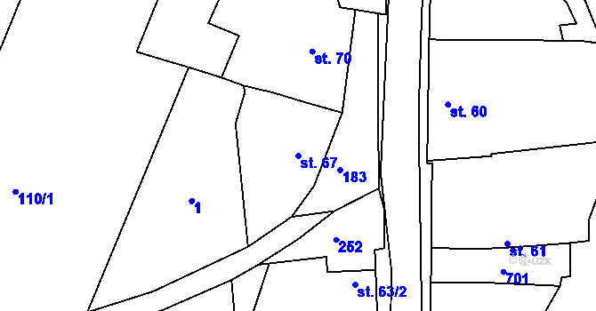 Parcela st. 67 v KÚ Bojanovice u Zlobic, Katastrální mapa