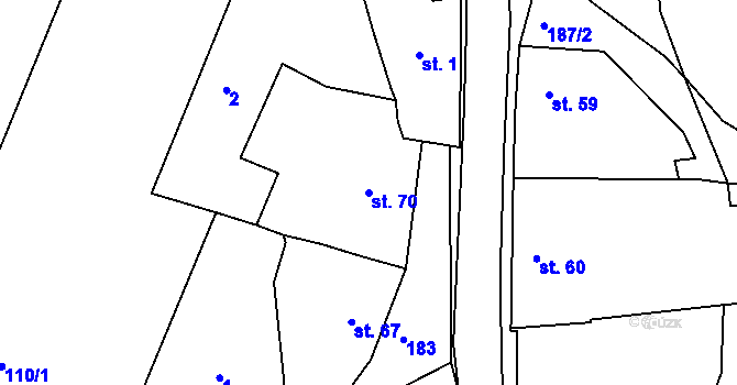 Parcela st. 70 v KÚ Bojanovice u Zlobic, Katastrální mapa