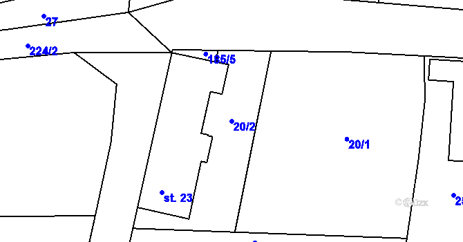 Parcela st. 20/2 v KÚ Bojanovice u Zlobic, Katastrální mapa