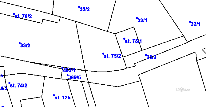 Parcela st. 75/2 v KÚ Zlobice, Katastrální mapa