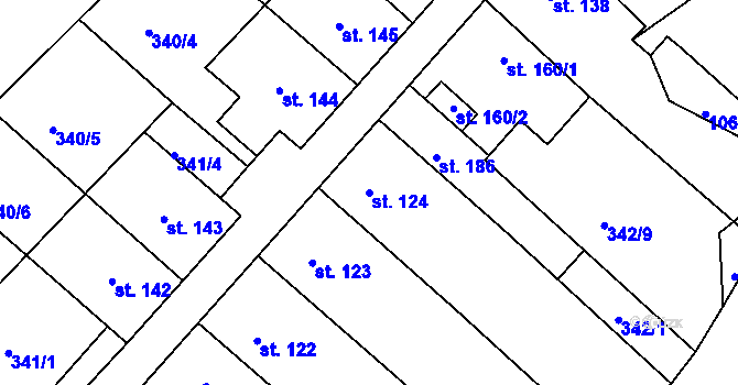 Parcela st. 124 v KÚ Zlobice, Katastrální mapa