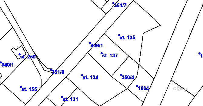 Parcela st. 137 v KÚ Zlobice, Katastrální mapa