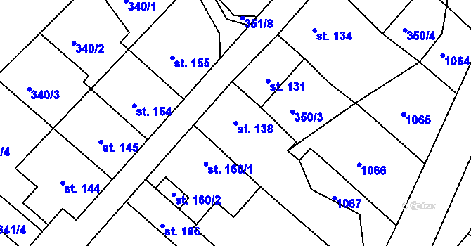 Parcela st. 138 v KÚ Zlobice, Katastrální mapa