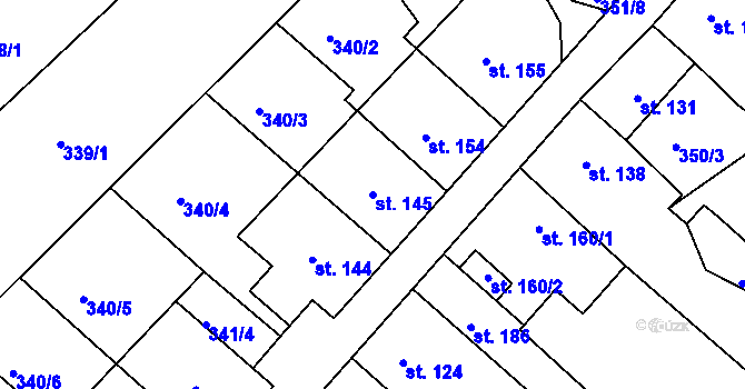 Parcela st. 145 v KÚ Zlobice, Katastrální mapa
