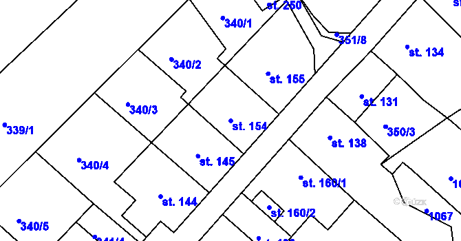 Parcela st. 154 v KÚ Zlobice, Katastrální mapa