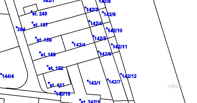 Parcela st. 142/6 v KÚ Zlobice, Katastrální mapa