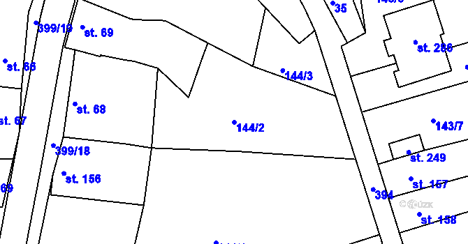 Parcela st. 144/2 v KÚ Zlobice, Katastrální mapa