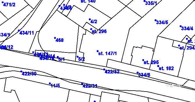Parcela st. 147/1 v KÚ Zlobice, Katastrální mapa