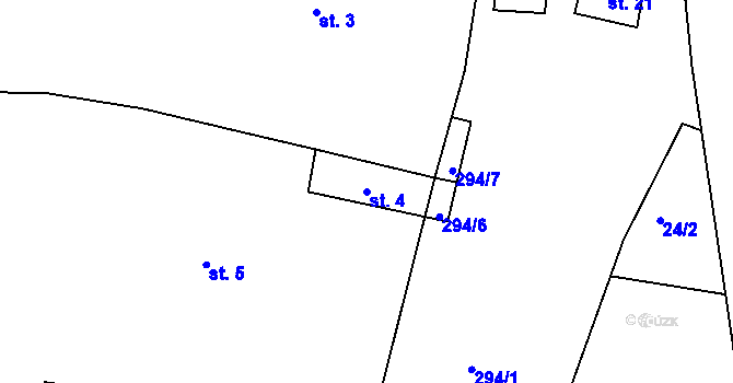 Parcela st. 4 v KÚ Lisovice, Katastrální mapa