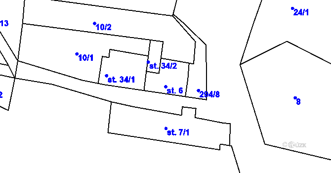 Parcela st. 6 v KÚ Lisovice, Katastrální mapa