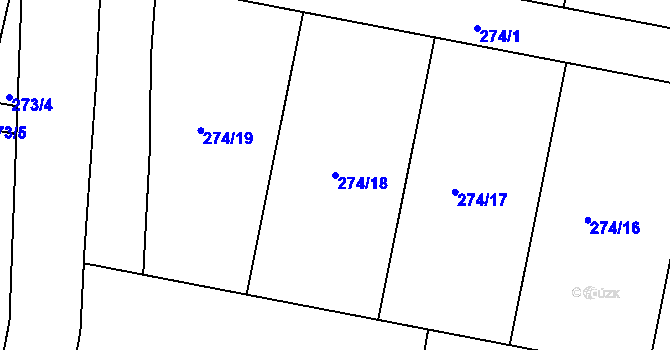 Parcela st. 274/18 v KÚ Lisovice, Katastrální mapa